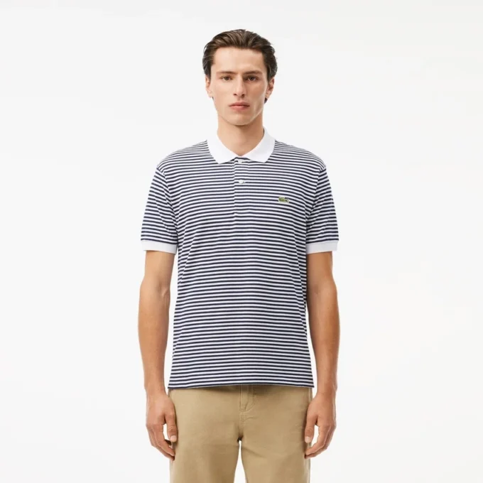 Polo de hombre L.12.12 de corte clásico con rayas y tejido Petit Piqué