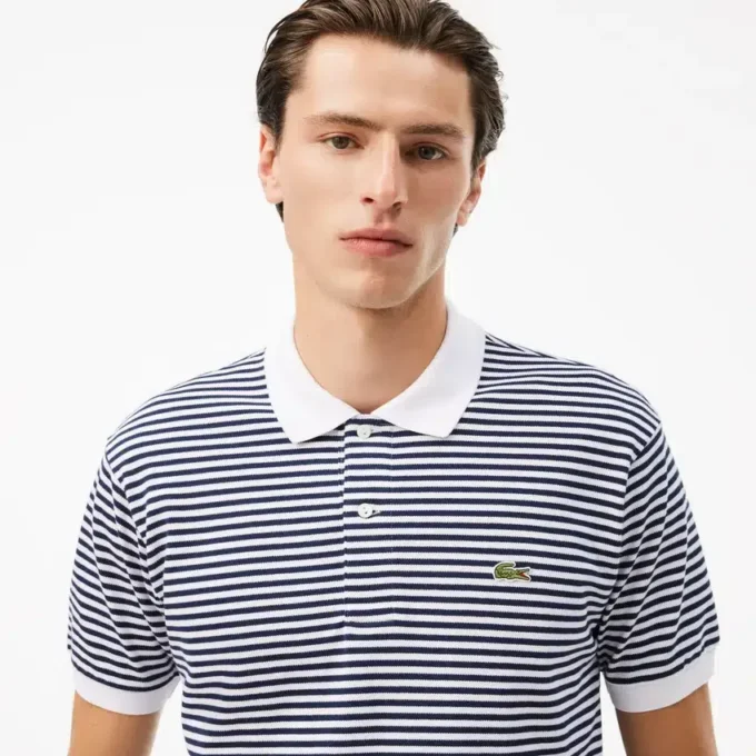 Polo de hombre L.12.12 de corte clásico con rayas y tejido Petit Piqué