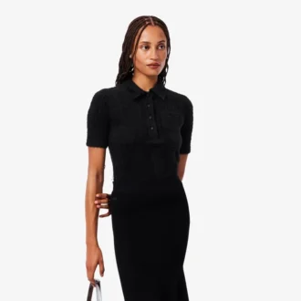 Polo de mujer de punto elástico con corte entallado