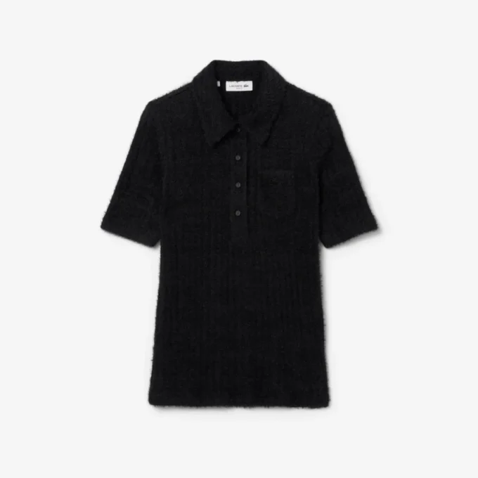 Polo de mujer de punto elástico con corte entallado