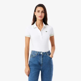 Polo de mujer L.12.D de corte entallado con detalles de ribete