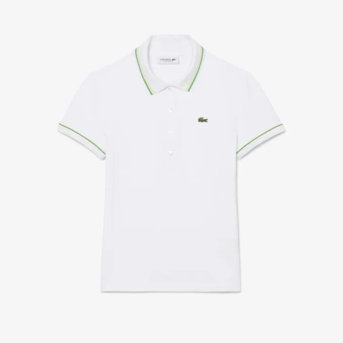 Polo de mujer L.12.D de corte entallado con detalles de ribete