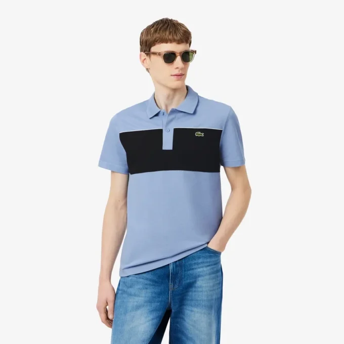 Polo de piqué con bloques de color y corte regular