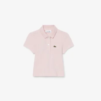 Polo de piqué con cuello festoneado para niña