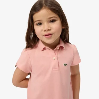 Polo de piqué con cuello festoneado para niña