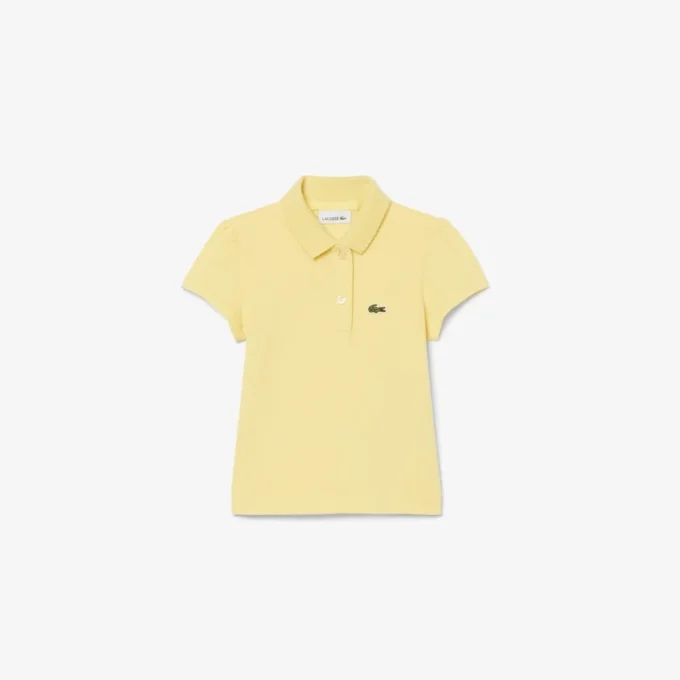 Polo de piqué con cuello festoneado para niña