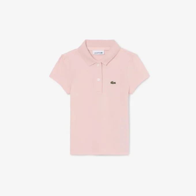 Polo de piqué con cuello festoneado para niña