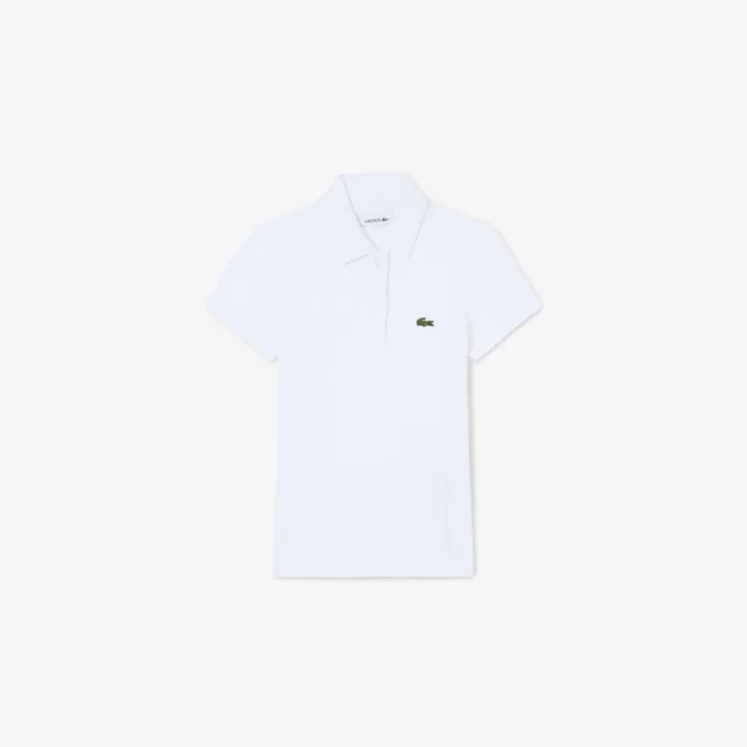 Polo de piqué con cuello festoneado para niña