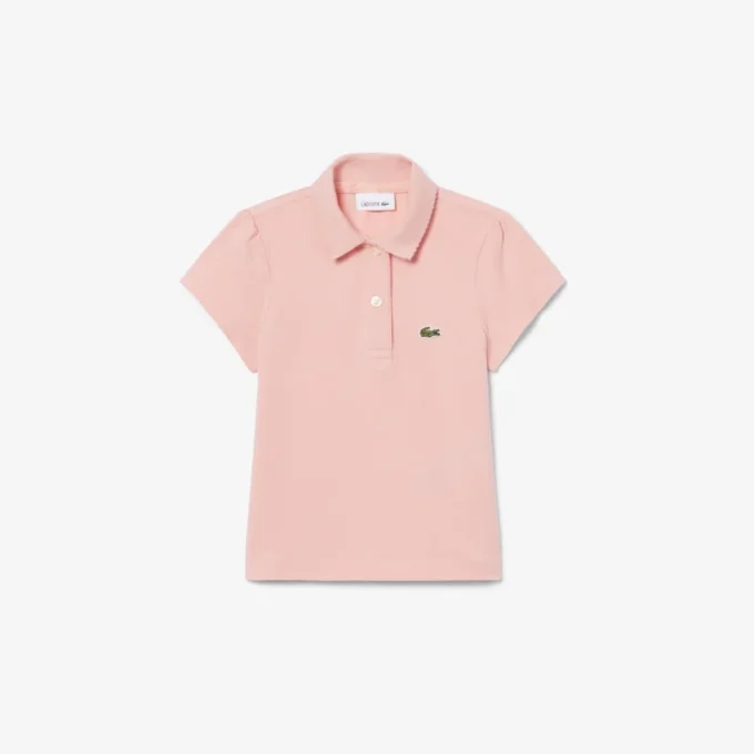 Polo de piqué con cuello festoneado para niña