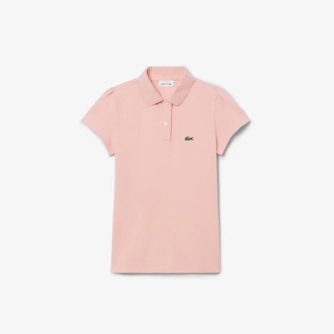 Polo de piqué con cuello festoneado para niña