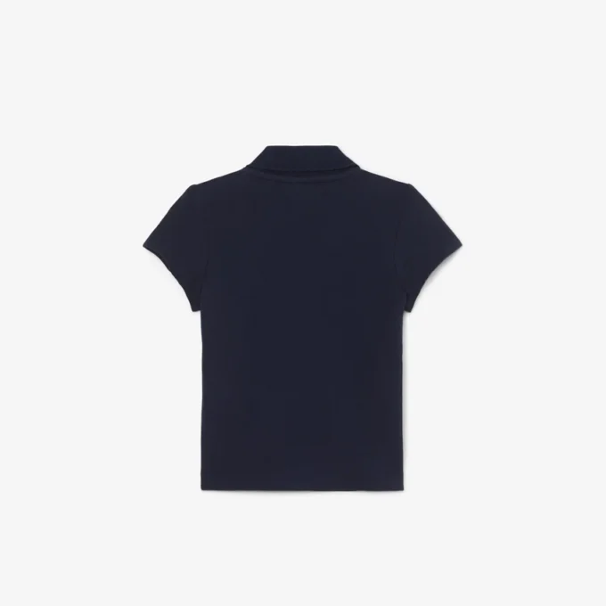 Polo de piqué con cuello festoneado para niña