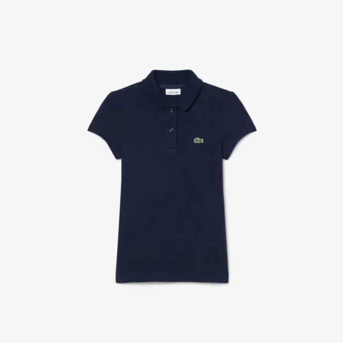 Polo de piqué con cuello festoneado para niña