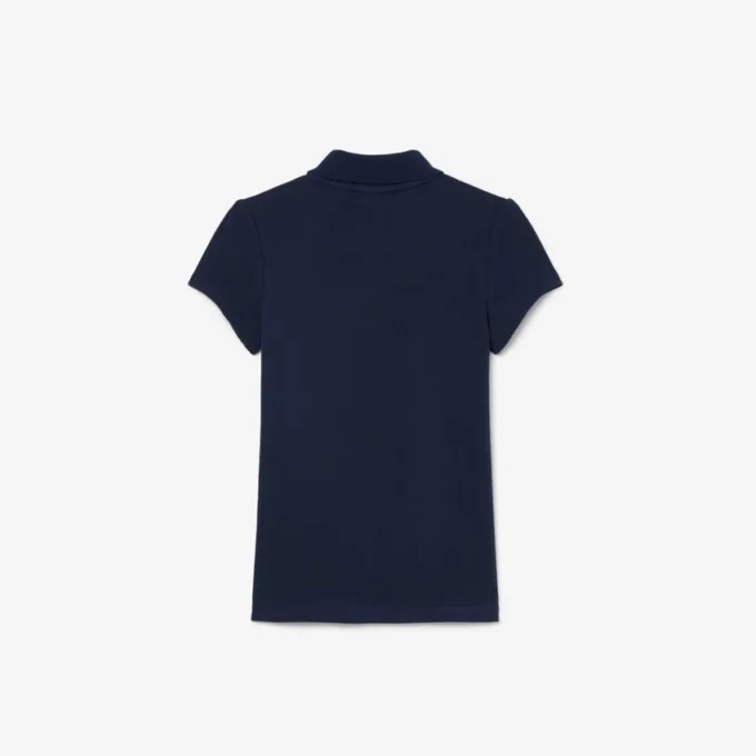 Polo de piqué con cuello festoneado para niña
