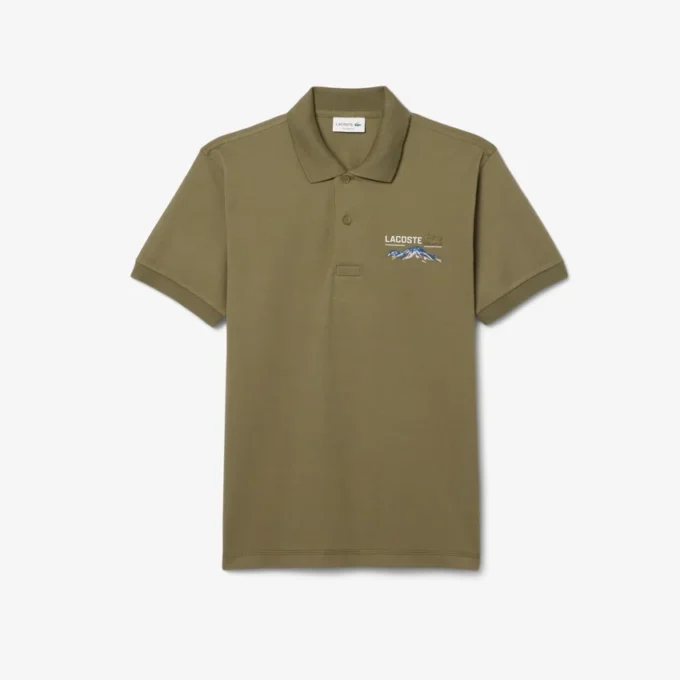Polo de piqué con motivo bordado y corte clásico para hombre