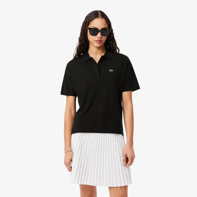 Polo de piqué de corte holgado para mujer
