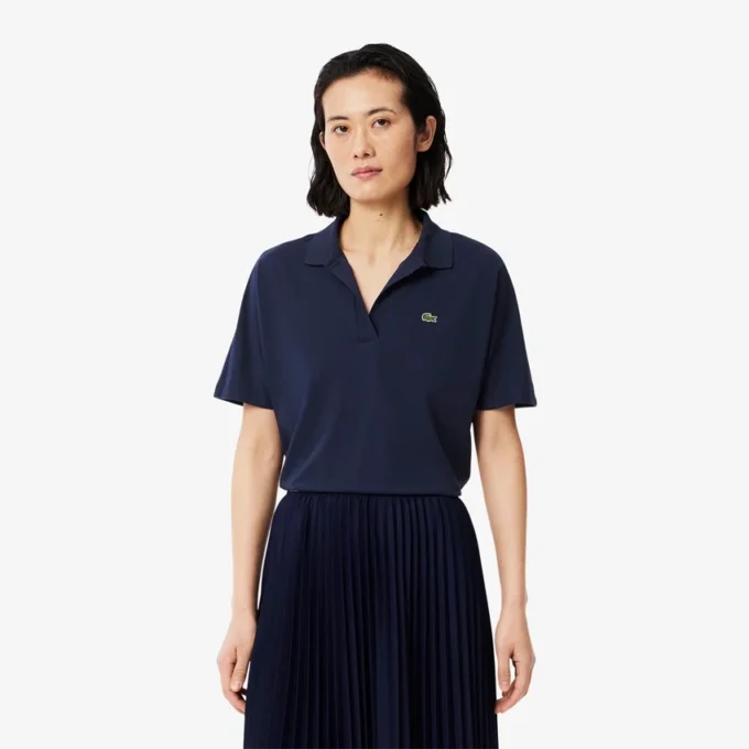 Polo de piqué de corte holgado para mujer