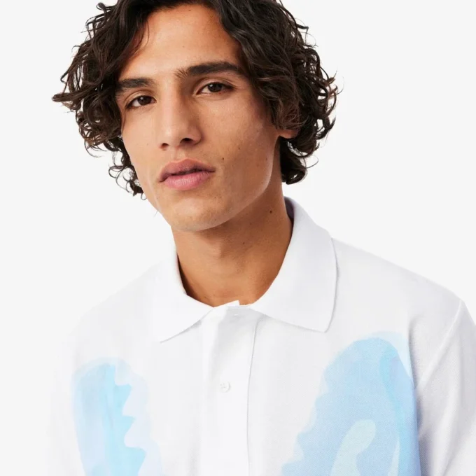 Polo de piqué estampado de corte clásico