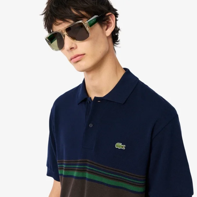 Polo de rayas de corte clásico para hombre, fabricado en Francia