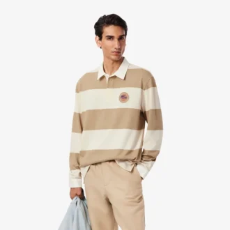 Polo de rugby a rayas de corte holgado para hombre
