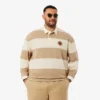 Polo de rugby a rayas de corte holgado para hombre