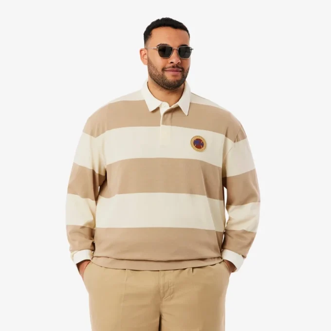 Polo de rugby a rayas de corte holgado para hombre