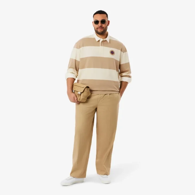 Polo de rugby a rayas de corte holgado para hombre