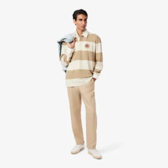 Polo de rugby a rayas de corte holgado para hombre