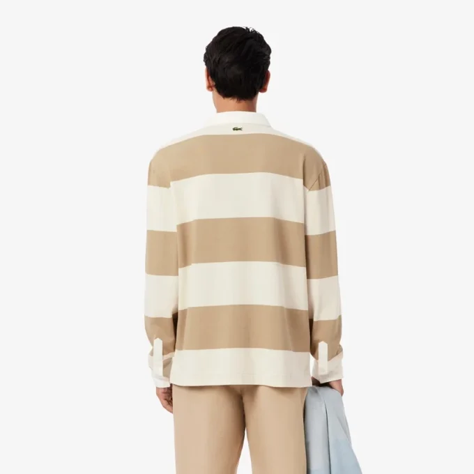 Polo de rugby a rayas de corte holgado para hombre