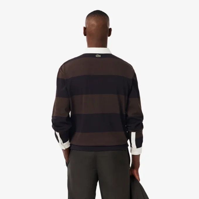 Polo de rugby a rayas de corte holgado para hombre