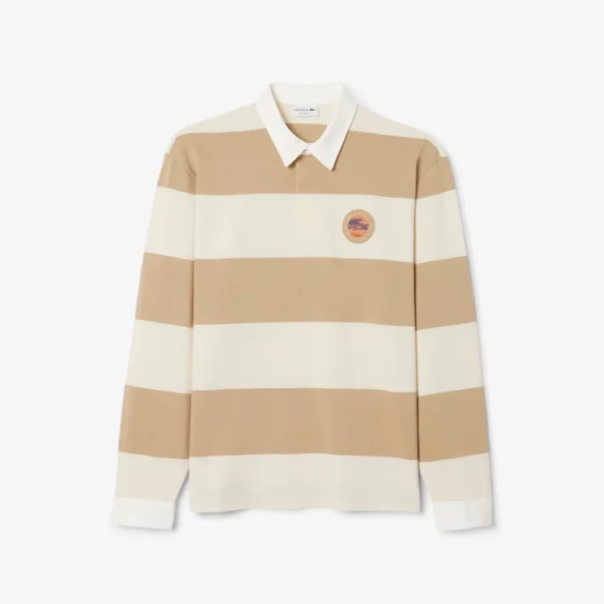 Polo de rugby a rayas de corte holgado para hombre