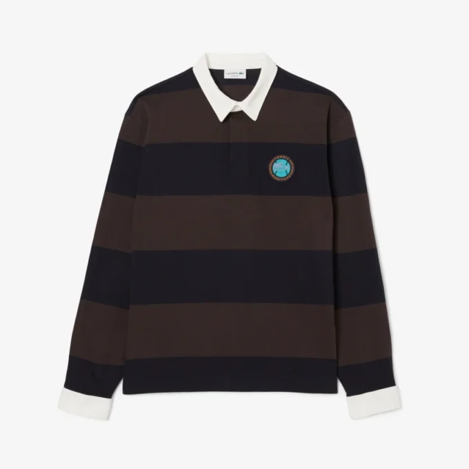 Polo de rugby a rayas de corte holgado para hombre