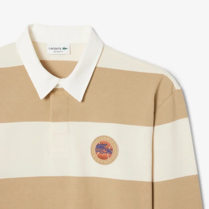 Polo de rugby a rayas de corte holgado para hombre