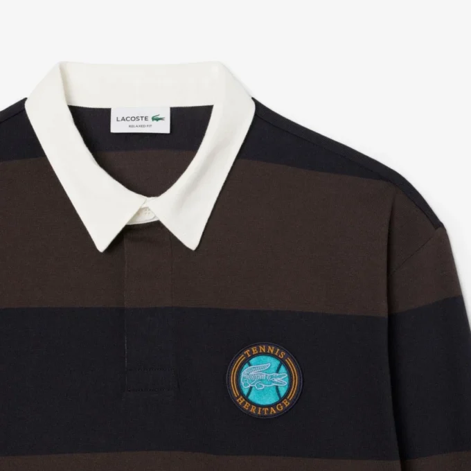Polo de rugby a rayas de corte holgado para hombre
