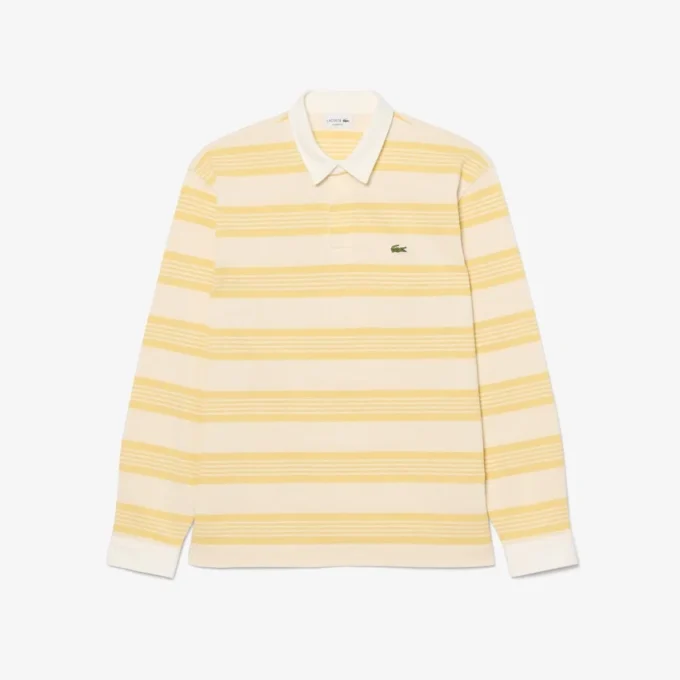 Polo de rugby de piqué a rayas de corte holgado