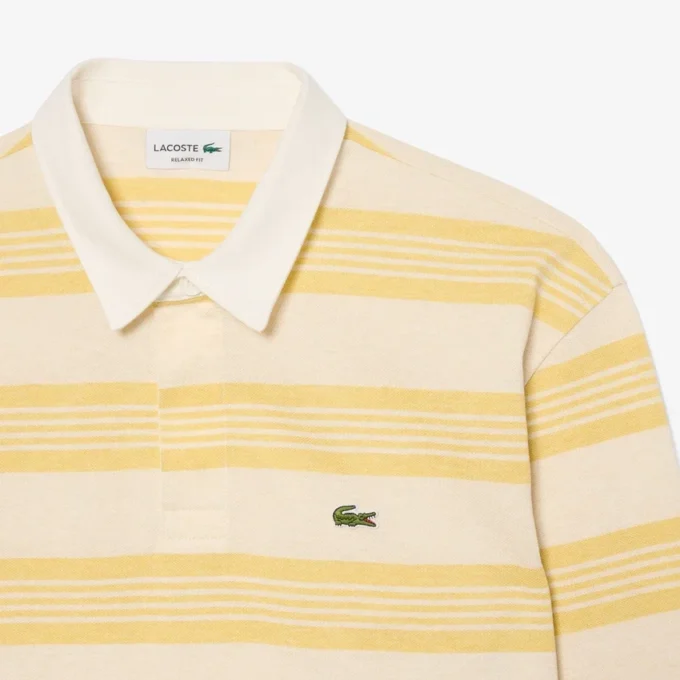 Polo de rugby de piqué a rayas de corte holgado