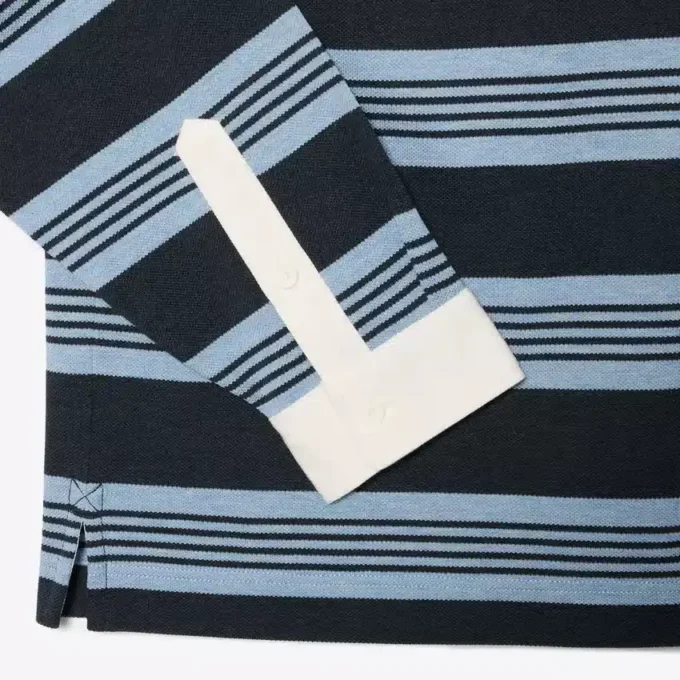 Polo de rugby de piqué a rayas de corte holgado