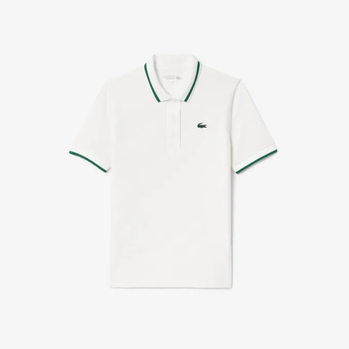 Polo de tenis con cuello a rayas y protección UV para mujer
