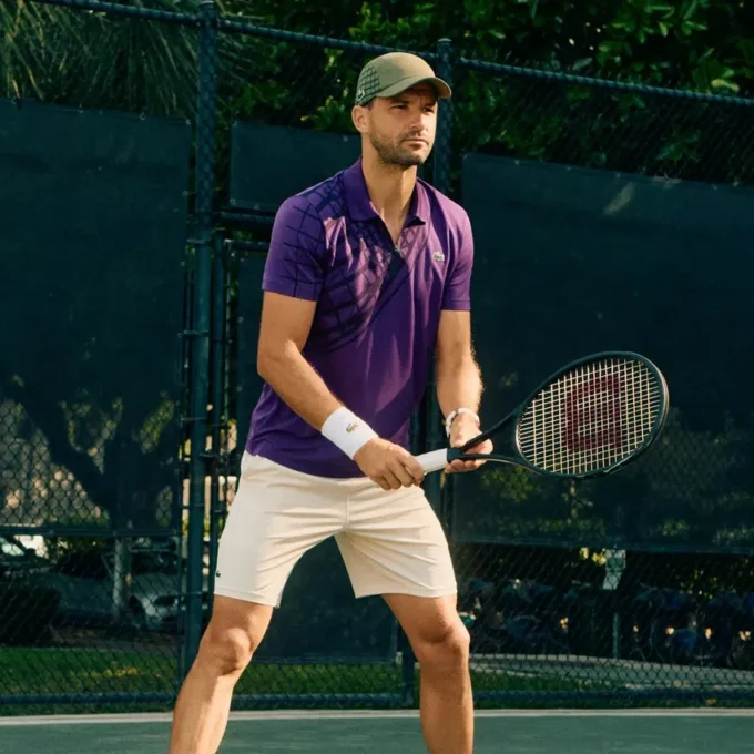 Polo de Tenis Ultra Dry estampado de corte entallado para hombre