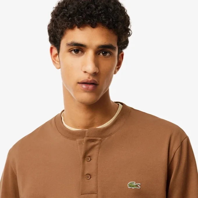 Polo Henley de manga larga para hombre