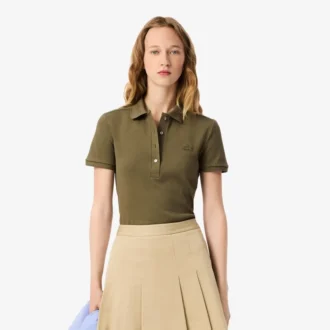 Polo L.12.D de mujer, corte ajustado y elástico, con tejido piqué
