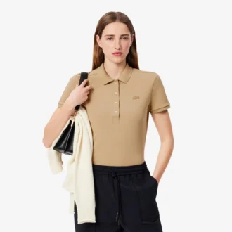 Polo L.12.D de mujer, corte ajustado y elástico, con tejido piqué