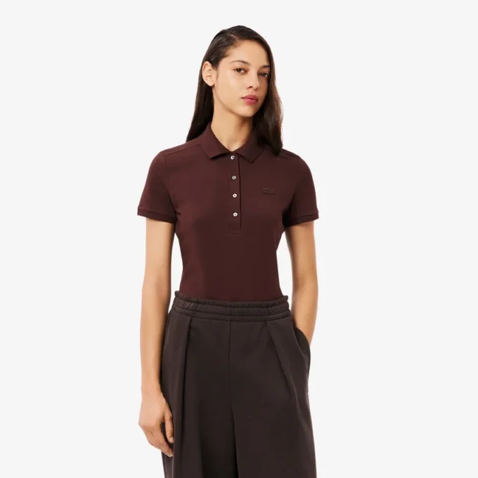 Polo L.12.D de mujer, corte ajustado y elástico, con tejido piqué