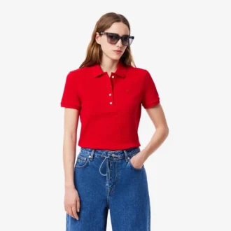 Polo L.12.D de mujer, corte ajustado y elástico, con tejido piqué