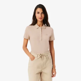 Polo L.12.D de mujer, corte ajustado y elástico, con tejido piqué