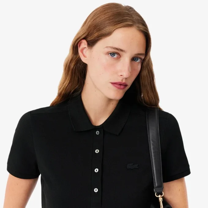 Polo L.12.D de mujer, corte ajustado y elástico, con tejido piqué