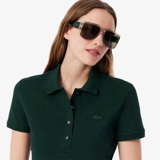 Polo L.12.D de mujer, corte ajustado y elástico, con tejido piqué