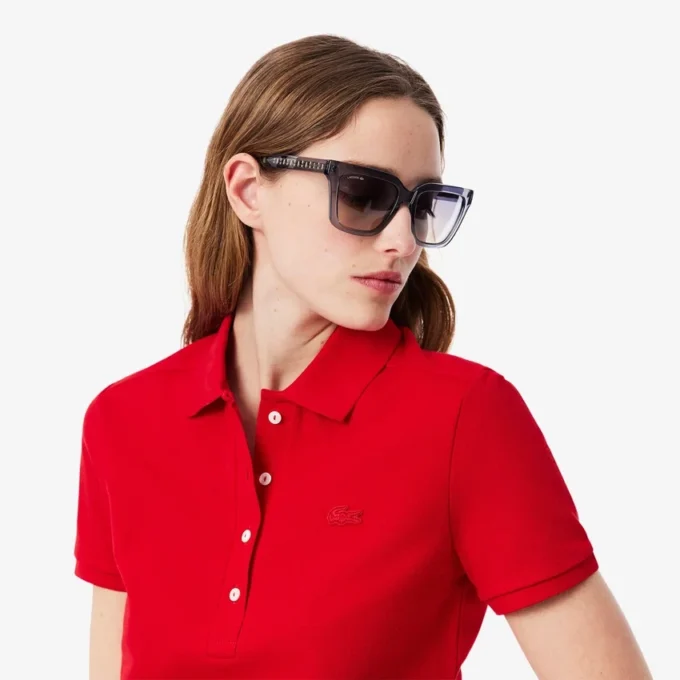 Polo L.12.D de mujer, corte ajustado y elástico, con tejido piqué