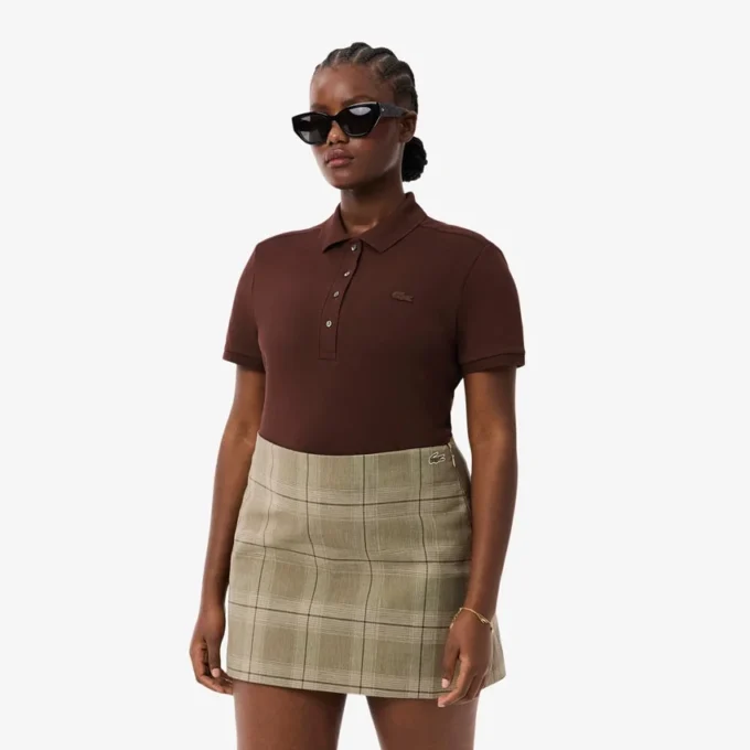 Polo L.12.D de mujer, corte ajustado y elástico, con tejido piqué