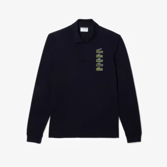 Polo Original L.12.12 de manga larga con múltiples insignias para hombre