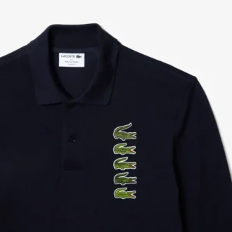 Polo Original L.12.12 de manga larga con múltiples insignias para hombre